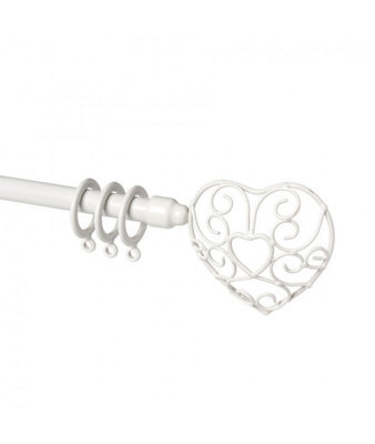13 - 16mm Heart End Metal Curtain Pole Set - Cream - image 1