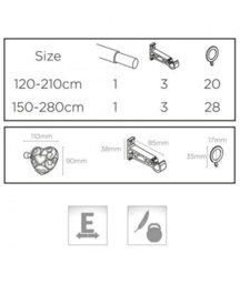 13 - 16mm   Heart End Metal Curtain Pole Set - Cream - thumbnail 6