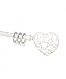 13 - 16mm   Heart End Metal Curtain Pole Set - Cream - thumbnail 1