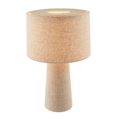 Happy Homewares Modern Natural Oatmeal Linen Table Lamp With Fabric Shade And Base - image 1