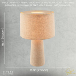 Happy Homewares Modern Natural Oatmeal Linen Table Lamp With Fabric Shade And Base - thumbnail 7