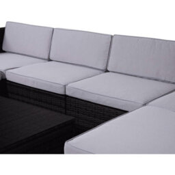 Evre Black Rattan Outdoor Garden Furniture Nevada Set 6 Seater Sofa With Coffee Table With Cover - thumbnail 5