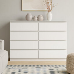 Malwa M8 Chest Of Drawers Modern Handleless Design 8 Drawers White - thumbnail 1
