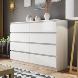 Malwa M8 Chest Of Drawers Modern Handleless Design 8 Drawers White - thumbnail 2