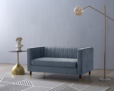 Home Detail Thomas Velvet Fabric 2 Seater Sofa, Grey - image 1