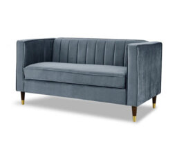 Home Detail Thomas Velvet Fabric 2 Seater Sofa, Grey - thumbnail 2