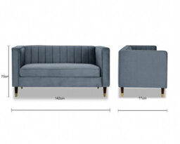Home Detail Thomas Velvet Fabric 2 Seater Sofa, Grey - thumbnail 7