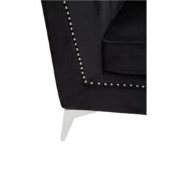 Orsina Refined Two Seat Black Velvet Sofa, Velvet Upholstered Mid Century Sofa, Contemporary Sofa For Livingroom - thumbnail 7