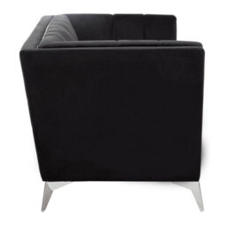Orsina Refined Two Seat Black Velvet Sofa, Velvet Upholstered Mid Century Sofa, Contemporary Sofa For Livingroom - thumbnail 3
