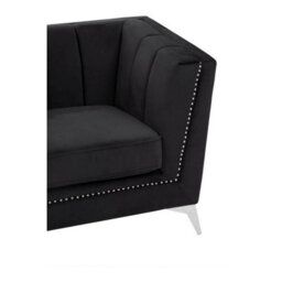 Orsina Refined Two Seat Black Velvet Sofa, Velvet Upholstered Mid Century Sofa, Contemporary Sofa For Livingroom - thumbnail 8