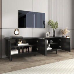 Btm Modern Black Tv Cabinet 175 X 38 X 56 Cm, Adjustable Shelves, Lightweight Lowboard Tv Furniture In Luxury Style - thumbnail 9