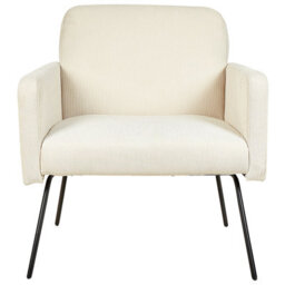 Beliani Belmont Armchair In Beige Corduroy With Slender Black Metal Legs - Retro Sofa-Grade Comfort - thumbnail 1