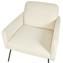 Beliani Belmont Armchair In Beige Corduroy With Slender Black Metal Legs - Retro Sofa-Grade Comfort - thumbnail 7