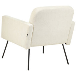 Beliani Belmont Armchair In Beige Corduroy With Slender Black Metal Legs - Retro Sofa-Grade Comfort - thumbnail 6