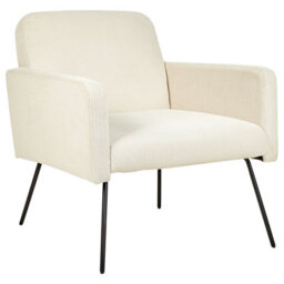 Beliani Belmont Armchair In Beige Corduroy With Slender Black Metal Legs - Retro Sofa-Grade Comfort - thumbnail 4