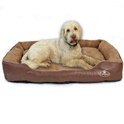 Actiaspet Brown Faux Leather Washable Dog Bed Xxl