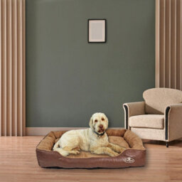 Actiaspet Brown Faux Leather Washable Dog Bed Xxl - thumbnail 4