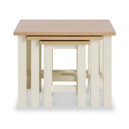 Farro Cream Nest Of 3 Tables - Painted With Oak Top - Fully Assembled By Roseland Furniture - thumbnail 4