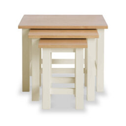 Farro Cream Nest Of 3 Tables - Painted With Oak Top - Fully Assembled By Roseland Furniture - thumbnail 5