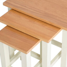 Farro Cream Nest Of 3 Tables - Painted With Oak Top - Fully Assembled By Roseland Furniture - thumbnail 6