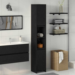 Walplus Bathroom Cabinet Black Oak 30 X 30 X 183.5 Cm Engineered Wood - thumbnail 1