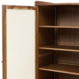 Shoe Cabinet Storage Cupboard Footwear Stand Rack Wooden Double Rattan Doors Uk - thumbnail 6