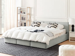 Beliani Ottoman Bed Velvet Bousse 180 X 200 Cm (Eu Super King) Light Grey - thumbnail 2