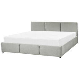 Beliani Ottoman Bed Velvet Bousse 180 X 200 Cm (Eu Super King) Light Grey - thumbnail 5