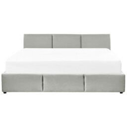 Beliani Ottoman Bed Velvet Bousse 180 X 200 Cm (Eu Super King) Light Grey - thumbnail 6
