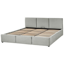 Beliani Ottoman Bed Velvet Bousse 180 X 200 Cm (Eu Super King) Light Grey - thumbnail 4
