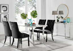 Furniturebox Uk Kylo White Marble Effect Dining Table & 4 Black Belgravia Black Leg Chairs - thumbnail 1