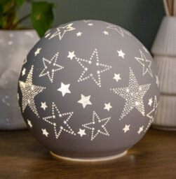 Samuel Alexander 15Cm Battery Operated Light Up Star Glass Ball In White With Warm White Leds - thumbnail 1