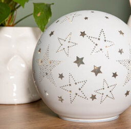 Samuel Alexander 15Cm Battery Operated Light Up Star Glass Ball In White With Warm White Leds - thumbnail 4