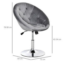 Swivel Dining Height Bar Stool Velvet-Touch Adjustable Height Armless Tub Chair - thumbnail 2