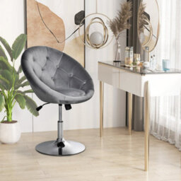 Swivel Dining Height Bar Stool Velvet-Touch Adjustable Height Armless Tub Chair
