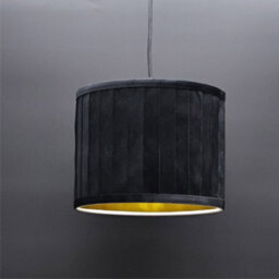 First Choice Lighting Sundance - Black Velvet Pleated 25Cm Lamp Shade Gold Inner - thumbnail 2