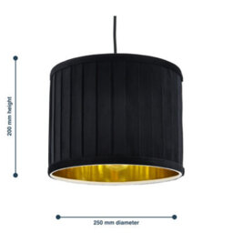 First Choice Lighting Sundance - Black Velvet Pleated 25Cm Lamp Shade Gold Inner - thumbnail 7