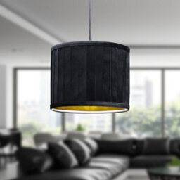 First Choice Lighting Sundance - Black Velvet Pleated 25Cm Lamp Shade Gold Inner - thumbnail 4