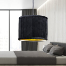 First Choice Lighting Sundance - Black Velvet Pleated 25Cm Lamp Shade Gold Inner - thumbnail 5