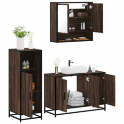 Berkfield 3 Piece Bathroom Furniture Set Brown Oak Engineered Wood