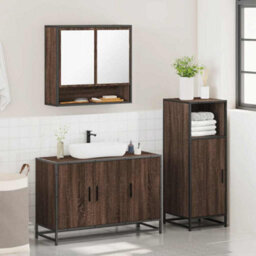 Berkfield 3 Piece Bathroom Furniture Set Brown Oak Engineered Wood - thumbnail 4