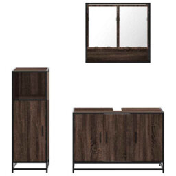 Berkfield 3 Piece Bathroom Furniture Set Brown Oak Engineered Wood - thumbnail 5