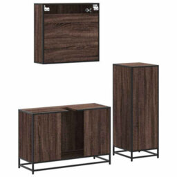 Berkfield 3 Piece Bathroom Furniture Set Brown Oak Engineered Wood - thumbnail 8