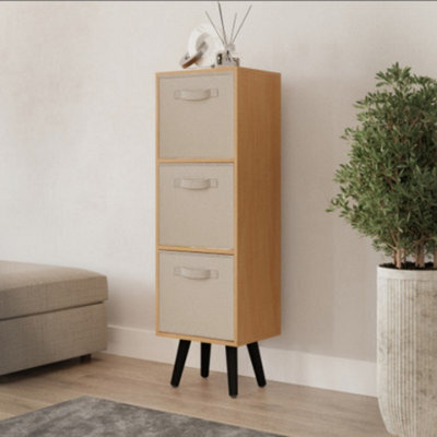 Urbn-Living Beech 3-Tier 3-Drawer Cube Shelving Unit With Scandinavian Legs - image 1
