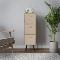 Urbn-Living Beech 3-Tier 3-Drawer Cube Shelving Unit With Scandinavian Legs - thumbnail 3