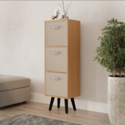 Urbn-Living Beech 3-Tier 3-Drawer Cube Shelving Unit With Scandinavian Legs - thumbnail 1