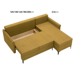 Leon L Living Room Corner Sofa Bed With Dl Mechanism Storage Box Mdf Frame Bonell Springs 213X168X101Cm Green Right - thumbnail 4