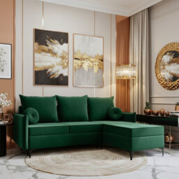 Leon L Living Room Corner Sofa Bed With Dl Mechanism Storage Box Mdf Frame Bonell Springs 213X168X101Cm Green Right