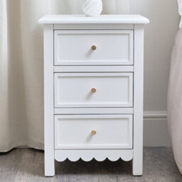 Melody Maison Pair Of Scalloped 3 Drawer Bedside Tables - Staunton White Range - thumbnail 7