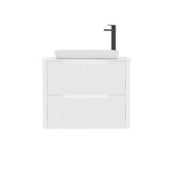 Royal Bathrooms Avenza 700mm Matt White Wall Hung Bathroom Countertop Vanity Unit 2 Drawer With Qubix Basin - thumbnail 6